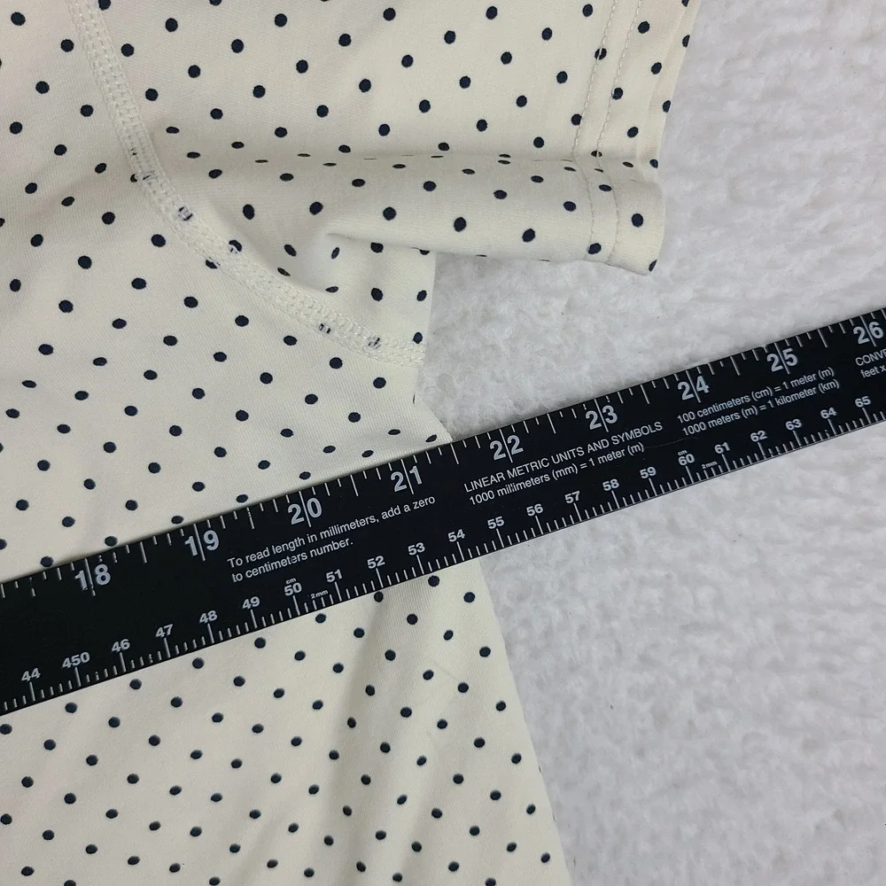 BYLT Premium Basics Lux Polo Shirt Mens Large Beige Black Polka Dot Performance